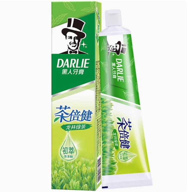 黑人茶倍健龙井绿茶牙膏防蛀固齿清新口气清凉含