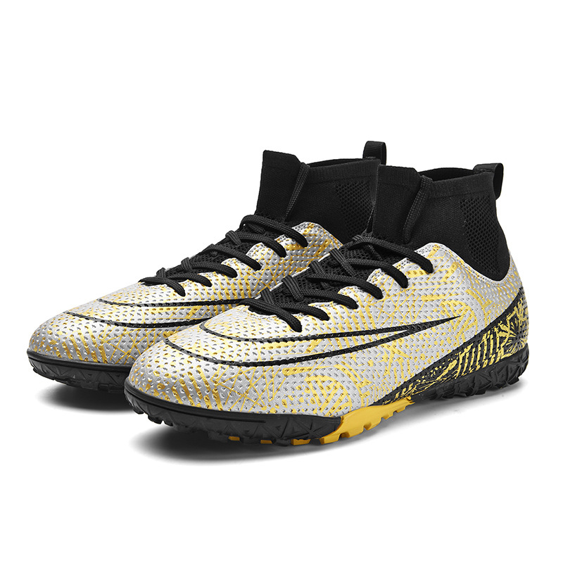 新款儿童足球鞋男款高帮户外运动训练鞋AG长钉碎钉鞋防滑比赛球鞋